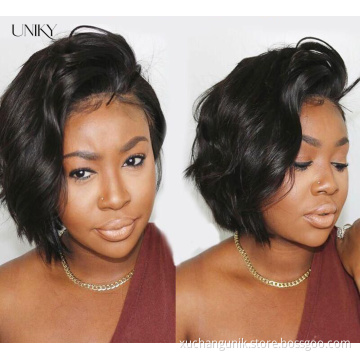 100% Virgin Human Hair Loose Body Wave Lace Frontal Wigs,Short Ocean Wave Bob Wigs 13*4,Black Body Lace Wigs For Black Women